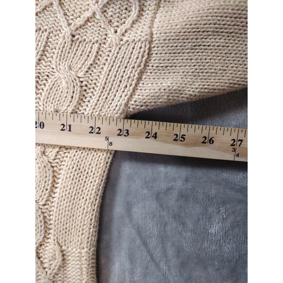 Vintage Mixed Blues Shepherds Sweater Cream Cotton Blend M Cable Jacquard Knit - Picture 5 of 10